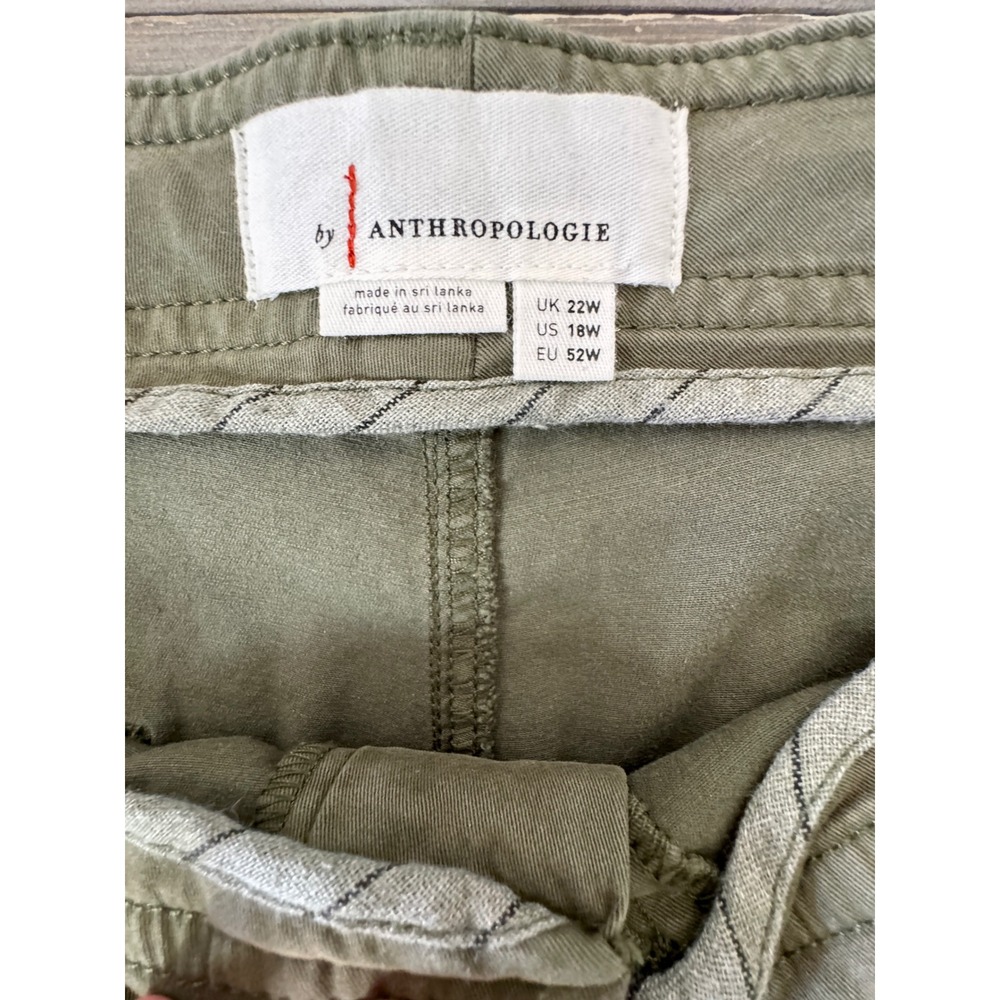 Anthropologie Olive Green Utility Tech Jogger Pants Contrast Stripe Womens 18W - Picture 3 of 11